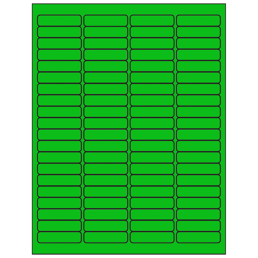 1.9375" x 0.5" Fluorescent Green Rectangular Sheet Labels