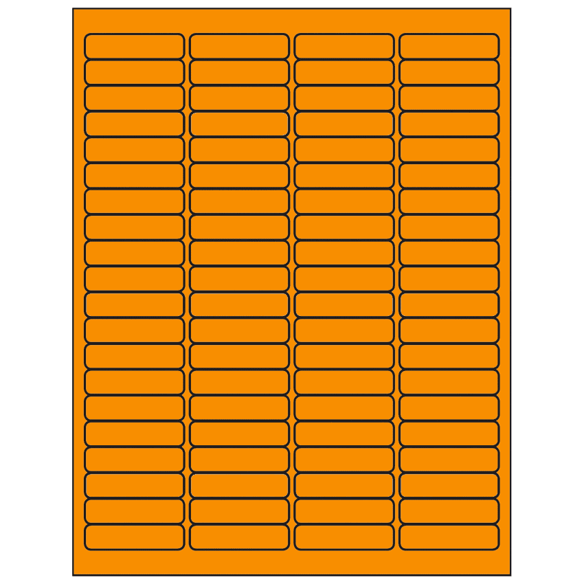 1.9375" x 0.5" Fluorescent Orange Rectangular Sheet Labels