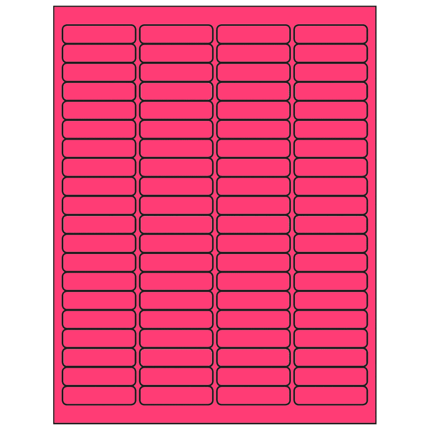 1.9375" x 0.5" Fluorescent Pink Rectangular Sheet Labels