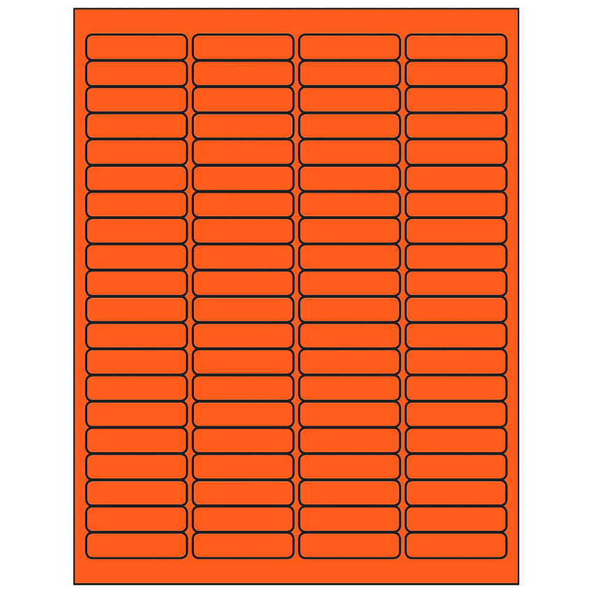 1.9375" x 0.5" Fluorescent Red Rectangular Sheet Labels