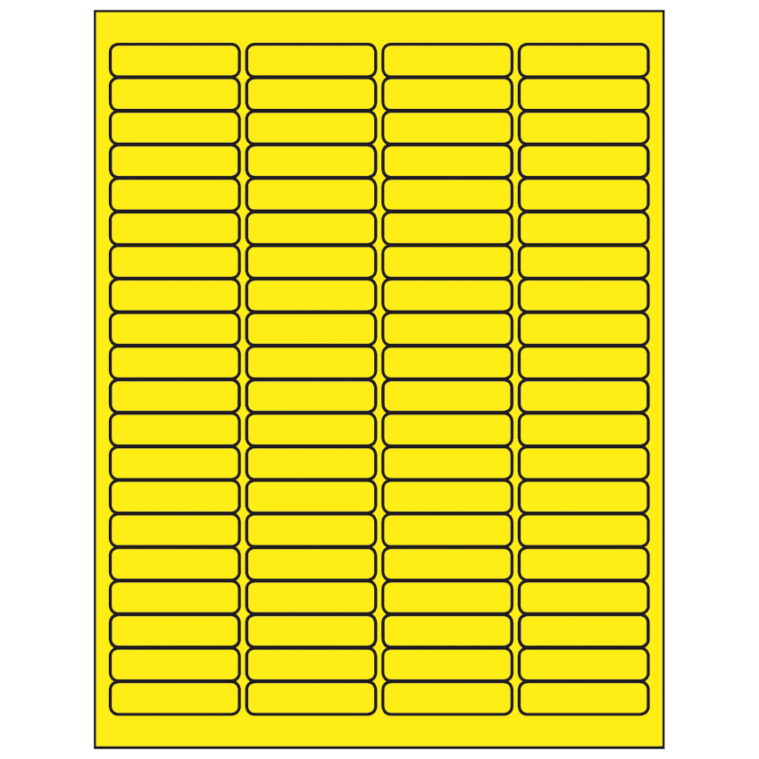 1.9375" x 0.5" Fluorescent Yellow Rectangular Sheet Labels