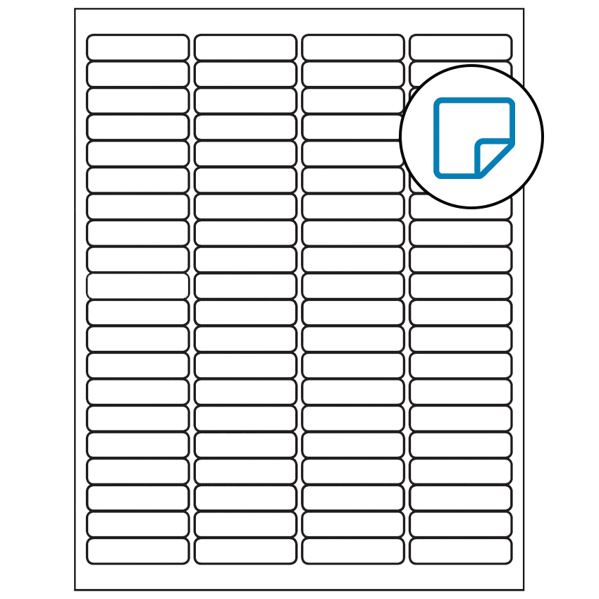 1.9375" x 0.5" White Rectangular Sheet Labels - Removable Adhesive