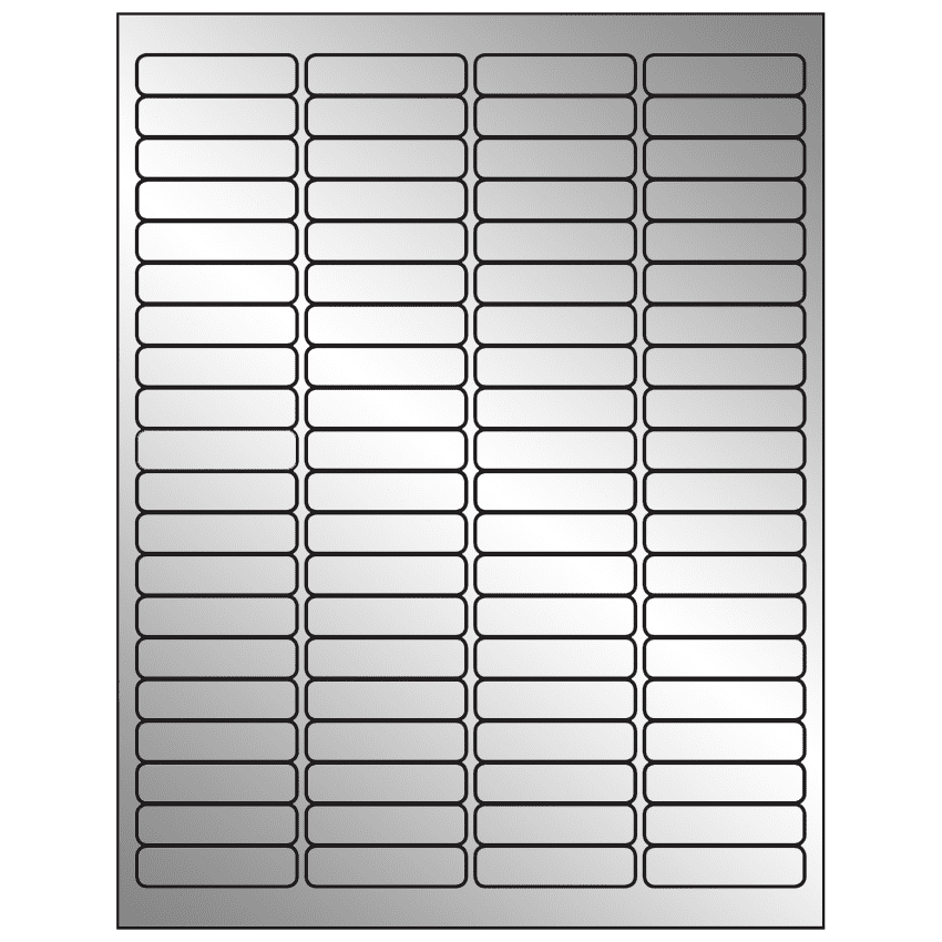 1.9375" x 0.5" Silver Foil Rectangular Sheet Labels
