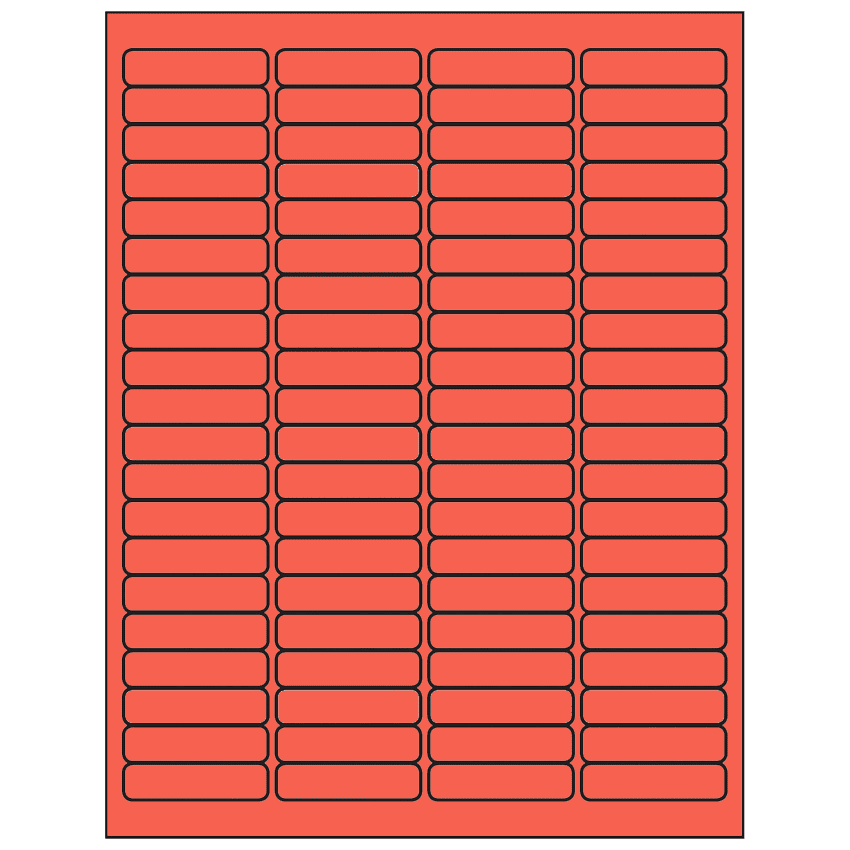 1.9375" x 0.5" Red Rectangular Sheet Labels