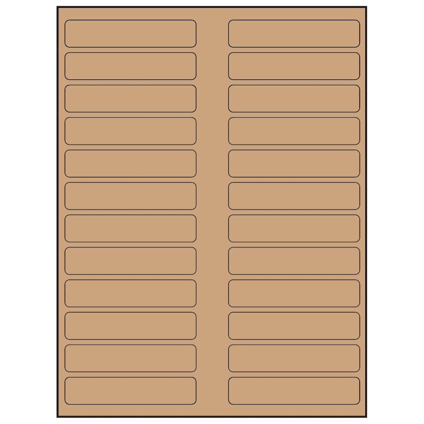 3.5" x 0.75" Brown Kraft Rectangular Sheet Labels