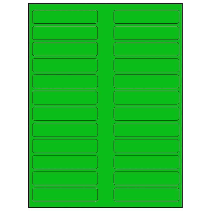 3.5" x 0.75" Fluorescent Green Rectangular Sheet Labels