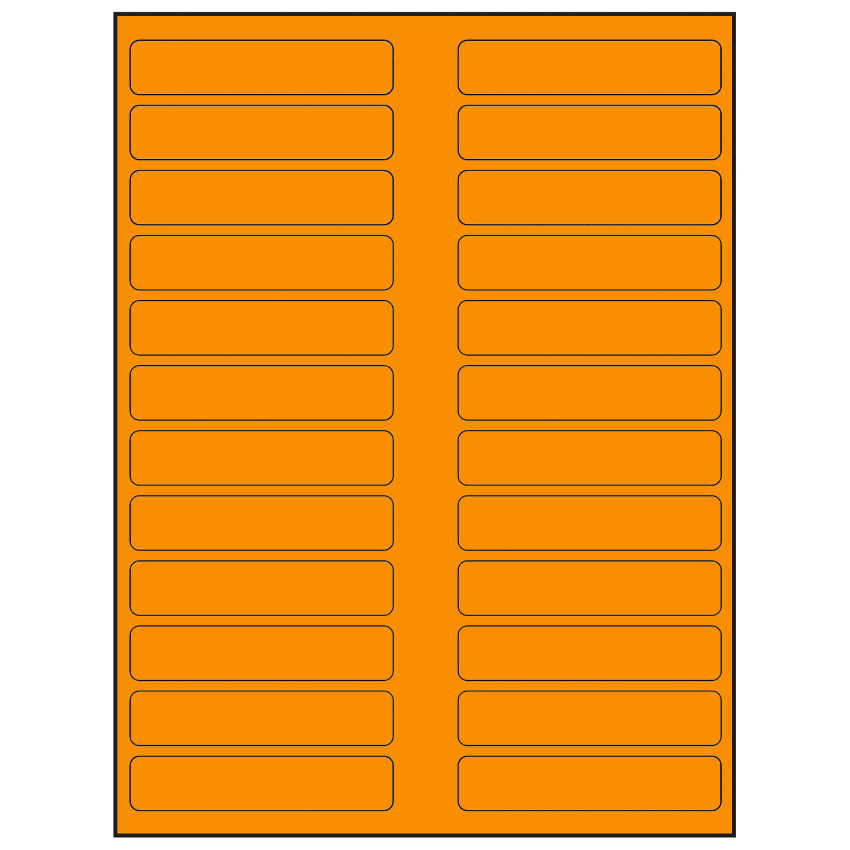 3.5" x 0.75" Fluorescent Orange Rectangular Sheet Labels