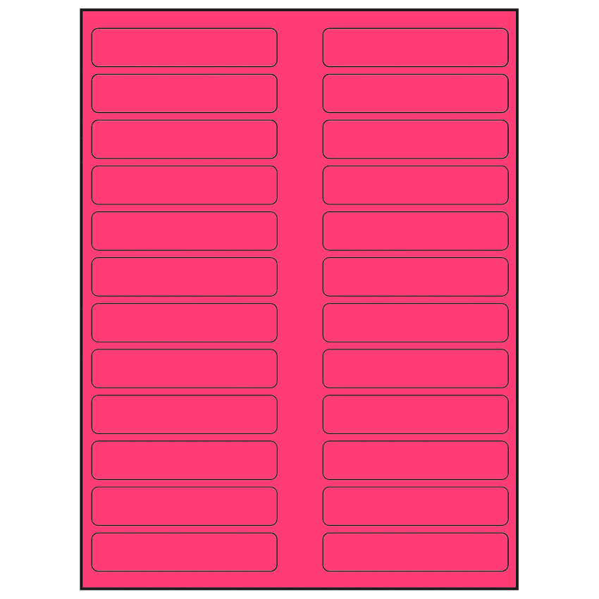 3.5" x 0.75" Fluorescent Pink Rectangular Sheet Labels