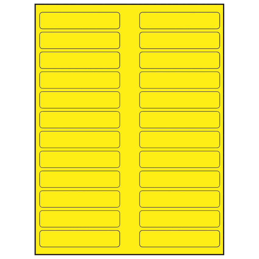 3.5" x 0.75" Fluorescent Yellow Rectangular Sheet Labels