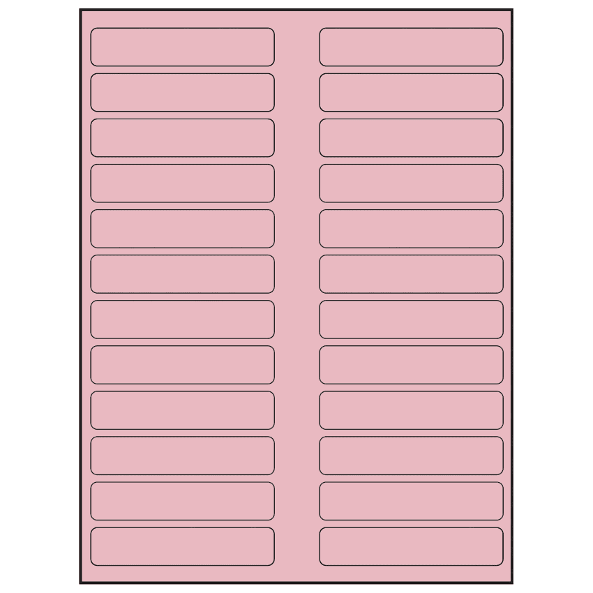 3.5" x 0.75" Pastel Pink Rectangular Sheet Labels