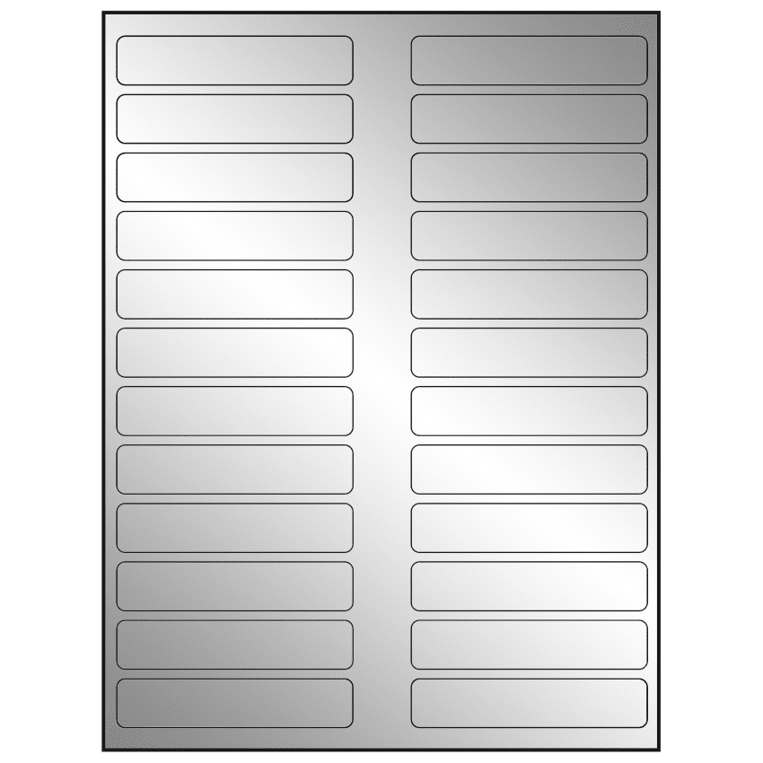 3.5" x 0.75" Silver Foil Rectangular Sheet Labels
