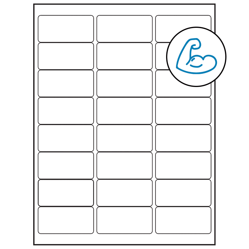 2.625" x 1.25" White Rectangular Sheet Labels - Ultra Aggressive Adhesive