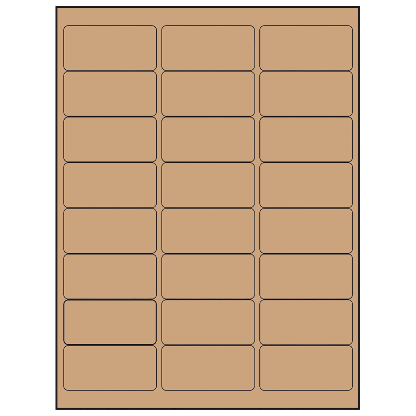 2.625" x 1.25" Brown Kraft Rectangular Sheet Labels