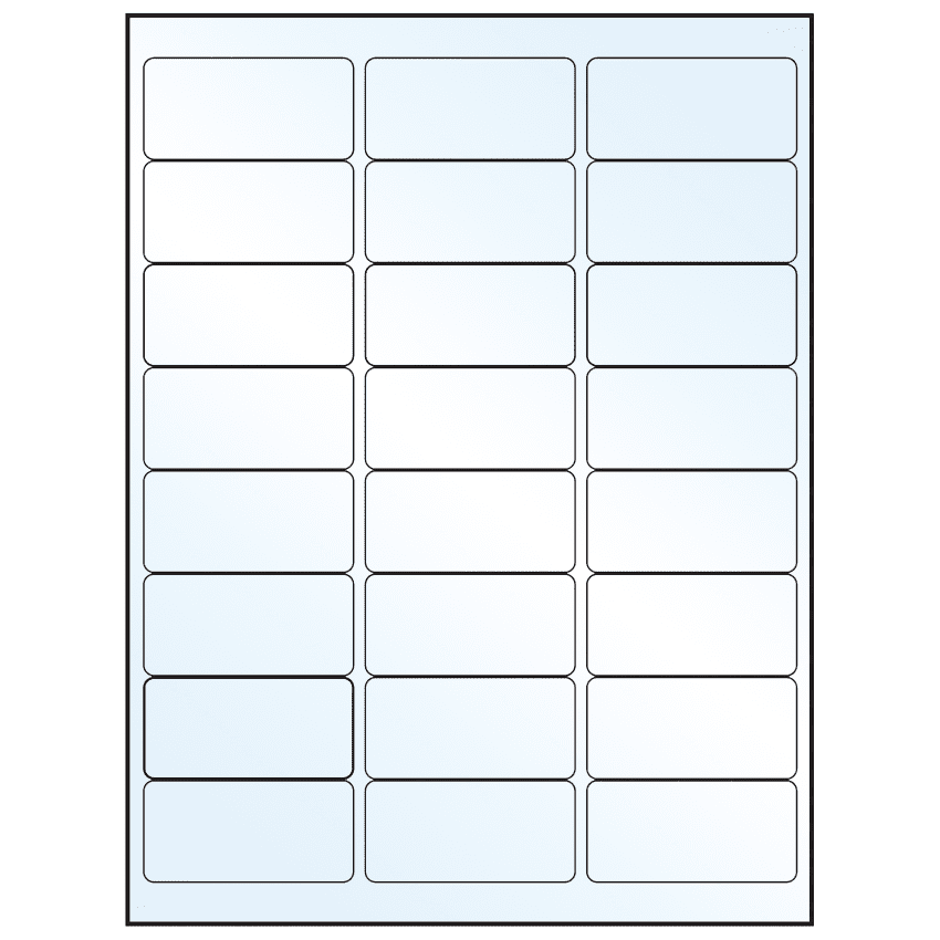 2.625" x 1.25" Crystal Clear Rectangular Sheet Labels