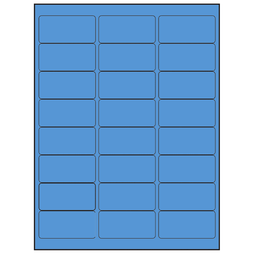 2.625" x 1.25" Fluorescent Blue Rectangular Sheet Labels