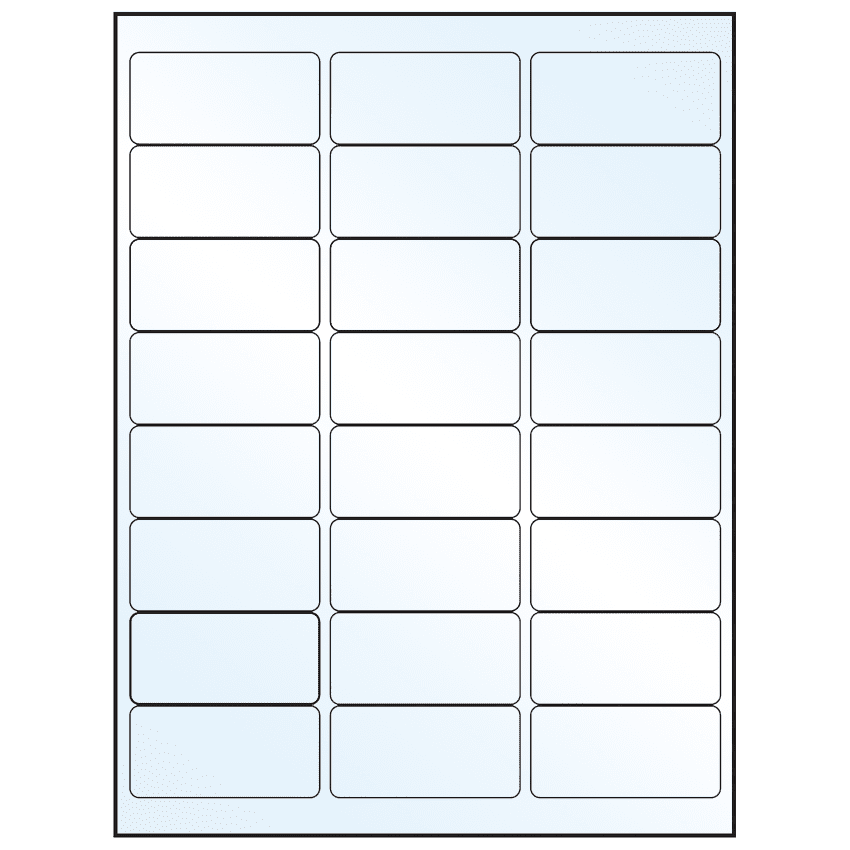 2.625" x 1.25" White Mid Gloss Rectangular Sheet Labels