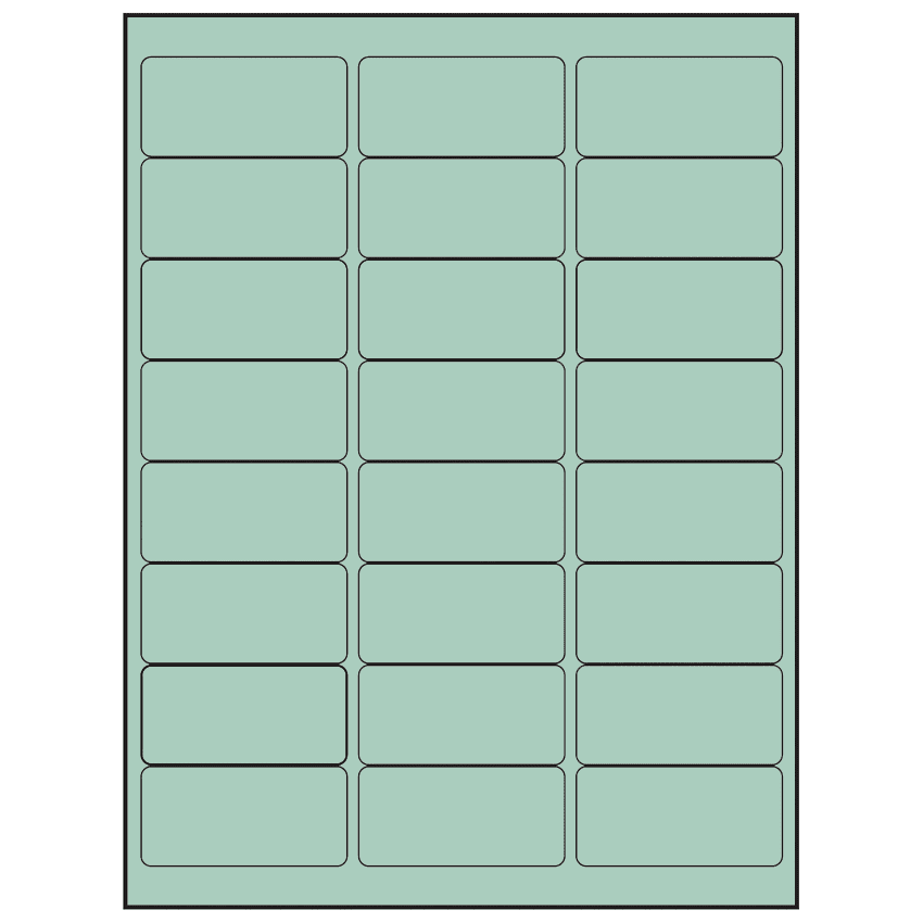 2.625" x 1.25" Pastel Green Rectangular Sheet Labels