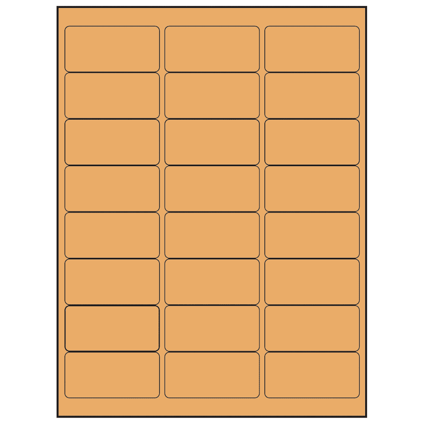 2.625" x 1.25" Pastel Orange Rectangular Sheet Labels