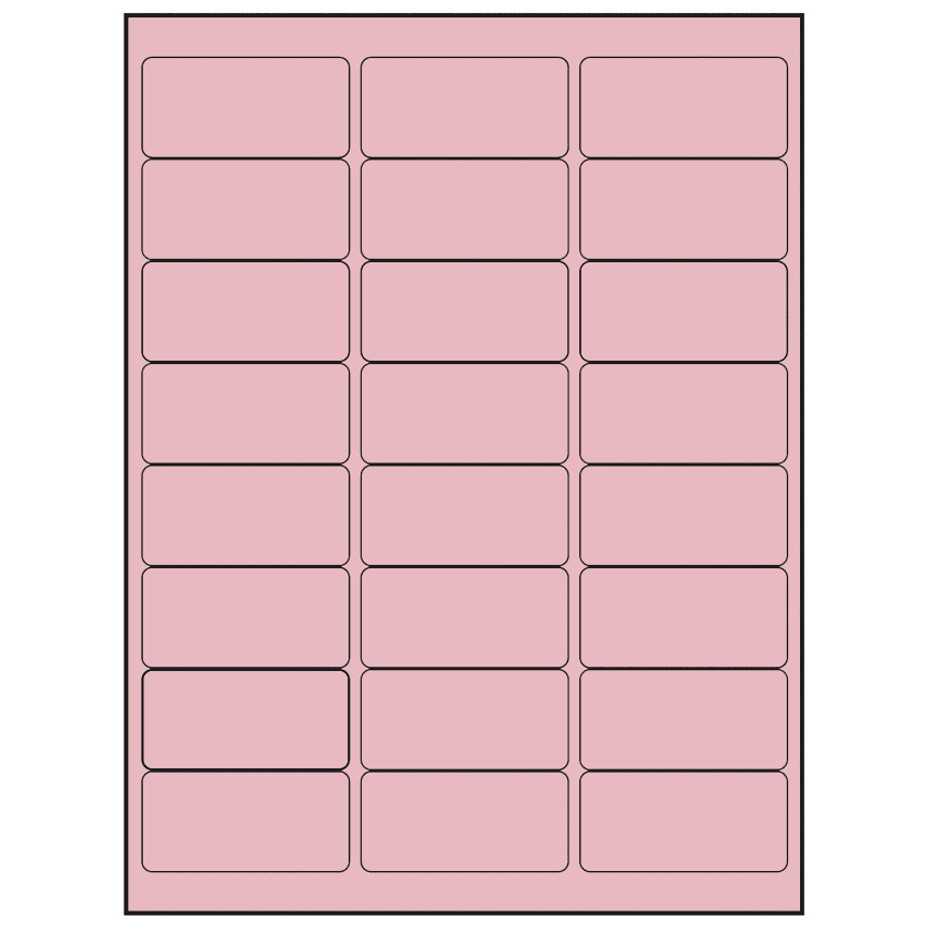 2.625" x 1.25" Pastel Pink Rectangular Sheet Labels