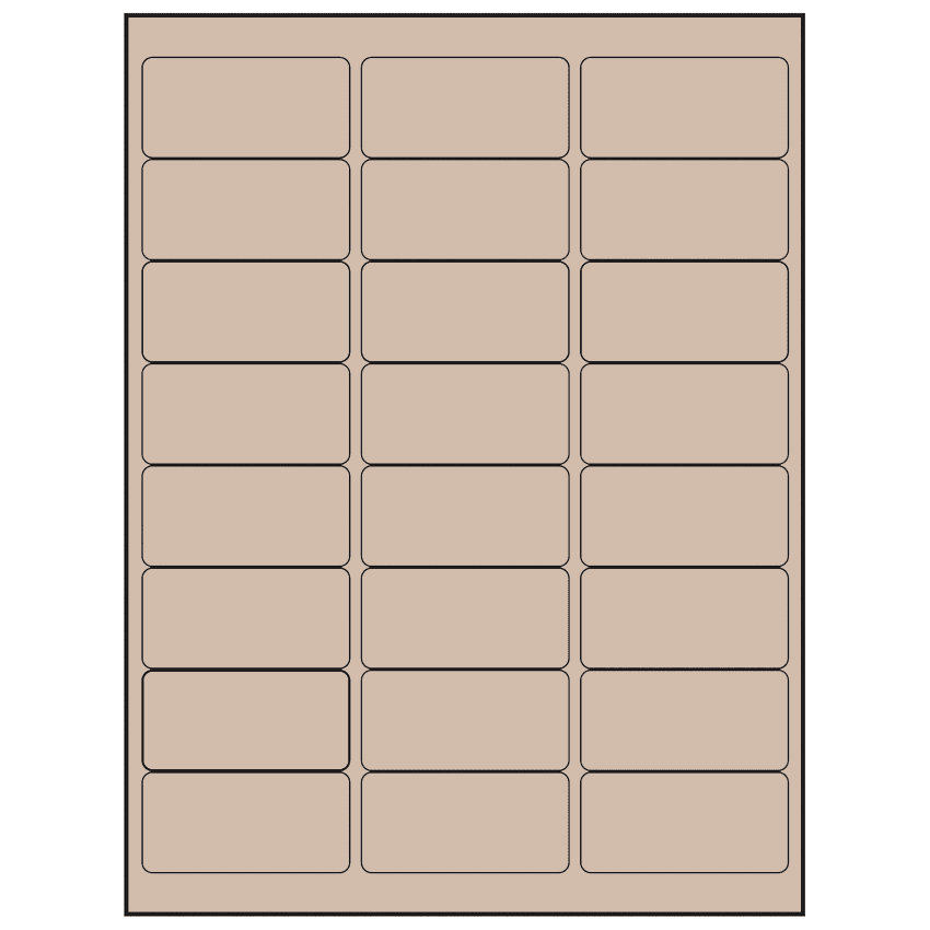 2.625" x 1.25" Pastel Tan Rectangular Sheet Labels