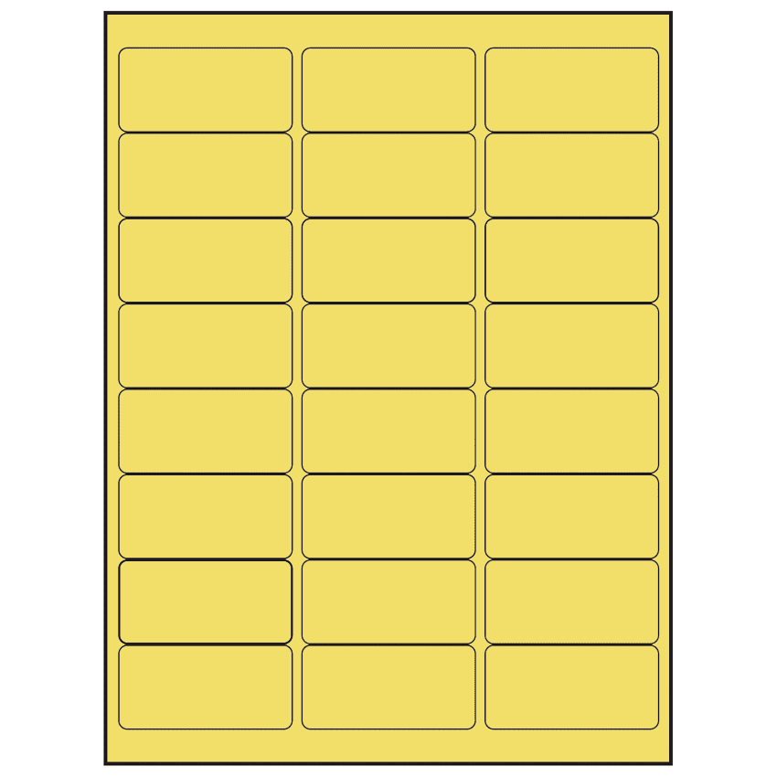 2.625" x 1.25" Pastel Yellow Rectangular Sheet Labels
