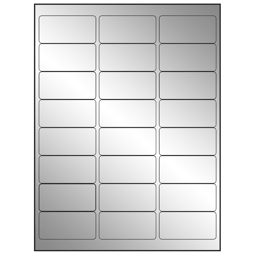 2.625" x 1.25" Silver Foil Rectangular Sheet Labels