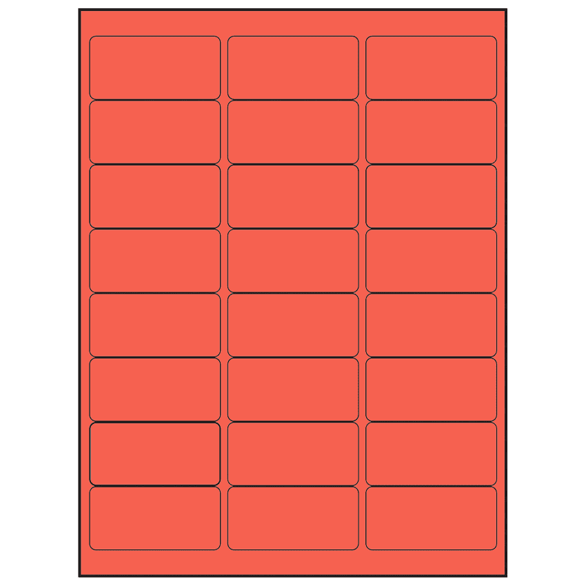 2.625" x 1.25" Red Rectangular Sheet Labels