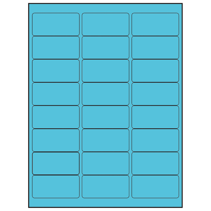 2.625" x 1.25" Turquoise Rectangular Sheet Labels