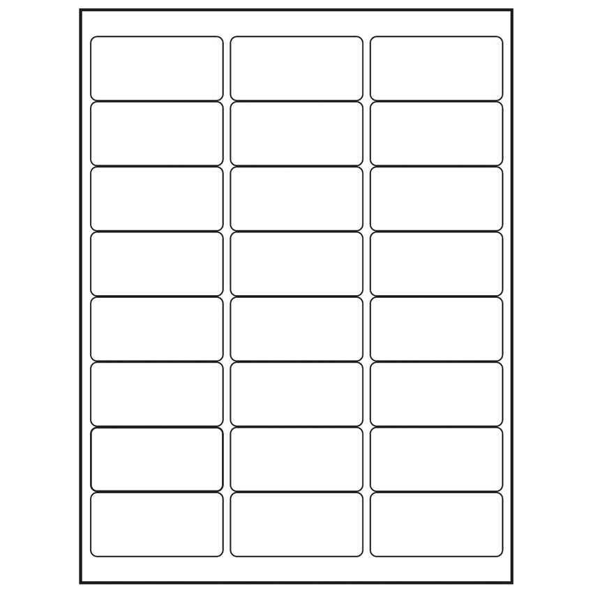 2.625" x 1.25" White Rectangular Sheet Labels