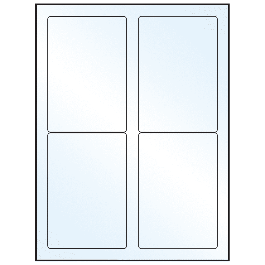 3.5" x 5" Crystal Clear Rectangular Sheet Labels (4-UP)