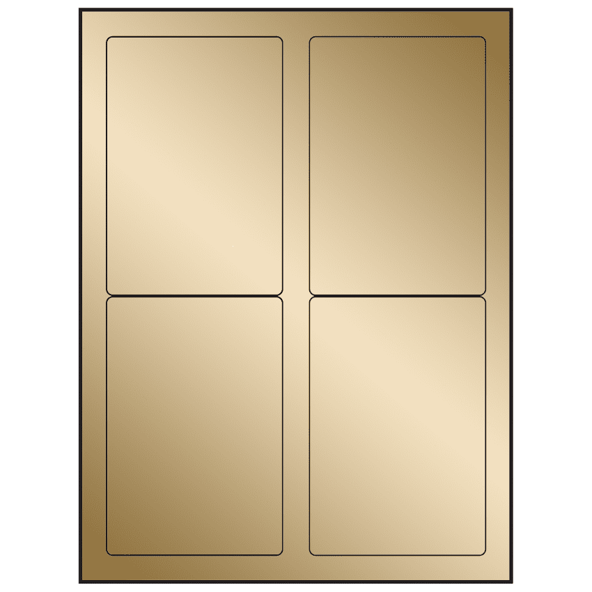 3.5" x 5" Gold Foil Rectangular Sheet Labels (4-UP)