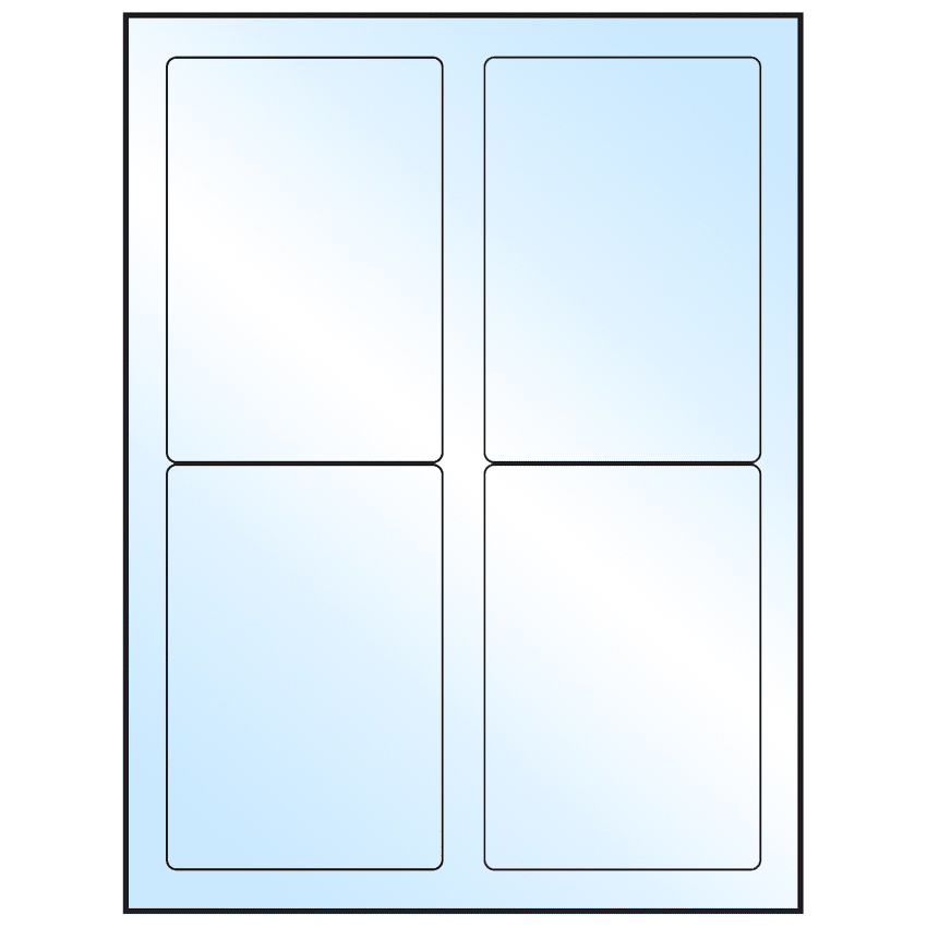 3.5" x 5" White Premium High Gloss Rectangular Sheet Labels (4-UP)