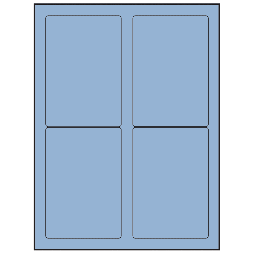 3.5" x 5" Pastel Blue Rectangular Sheet Labels (4-UP)