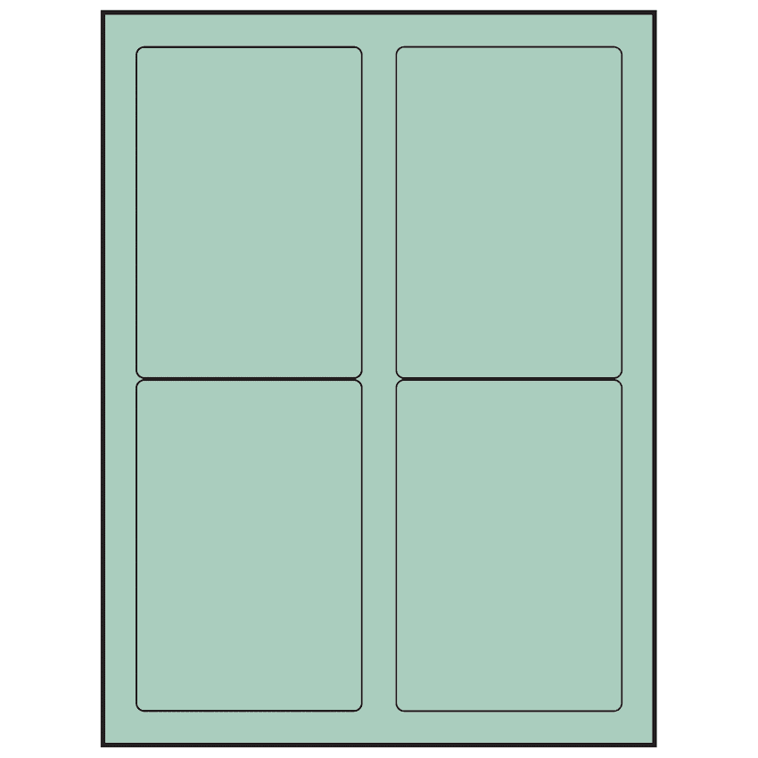 3.5" x 5" Pastel Green Rectangular Sheet Labels (4-UP)