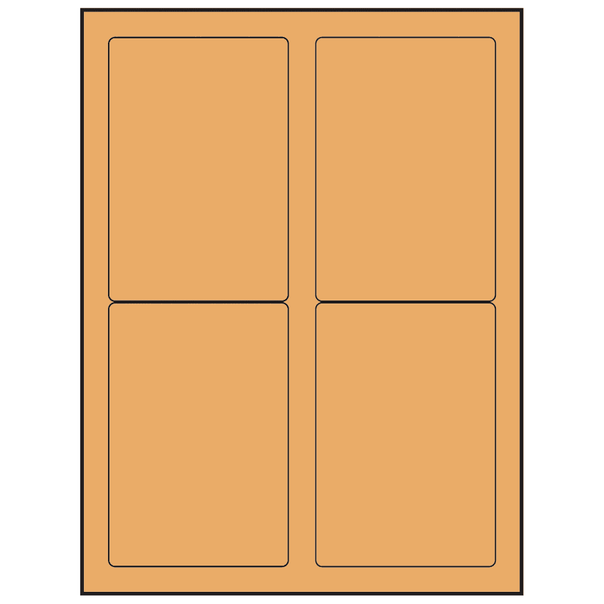 3.5" x 5" Pastel Orange Rectangular Sheet Labels (4-UP)