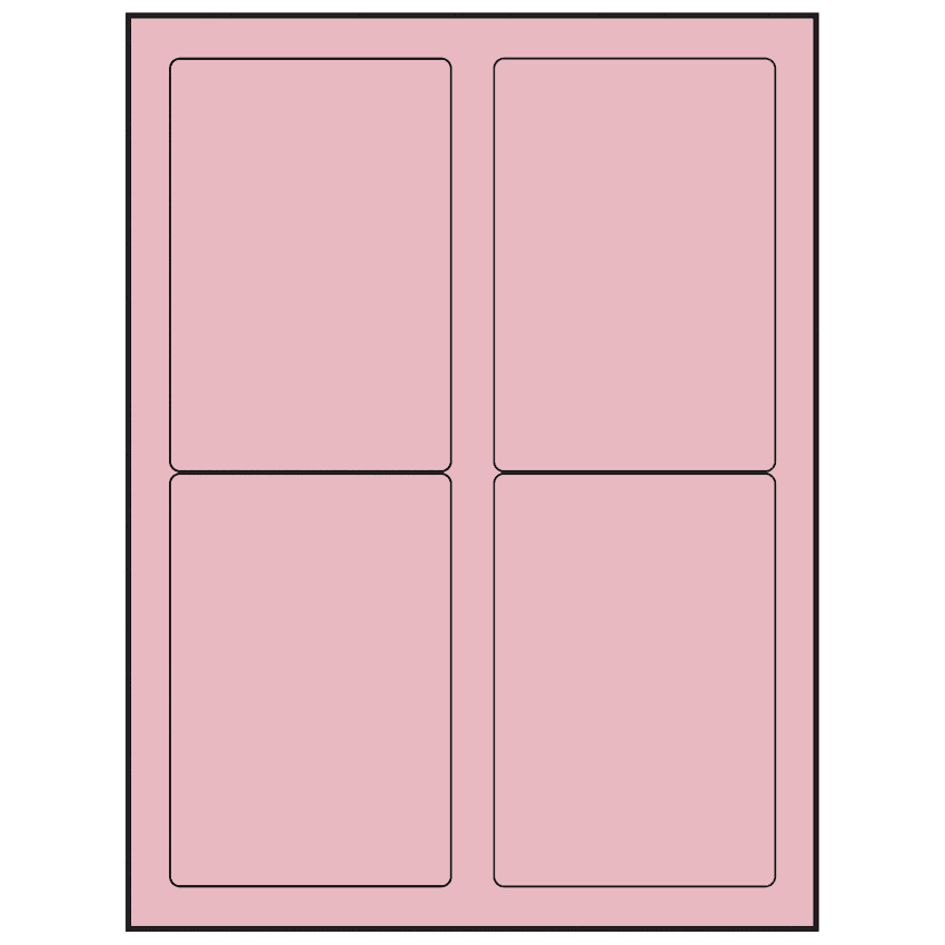 3.5" x 5" Pastel Pink Rectangular Sheet Labels (4-UP)