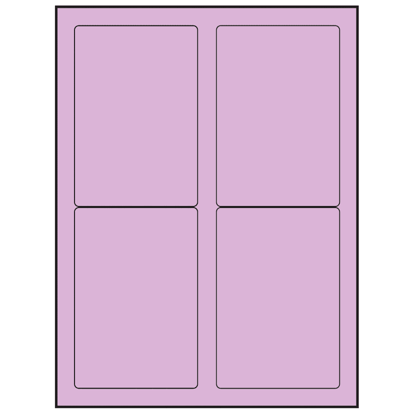 3.5" x 5" Pastel Purple Rectangular Sheet Labels (4-UP)