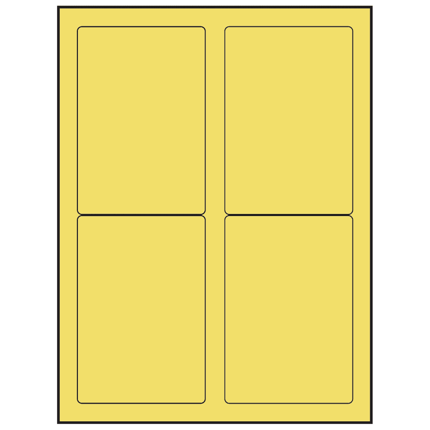 3.5" x 5" Pastel Yellow Rectangular Sheet Labels (4-UP)