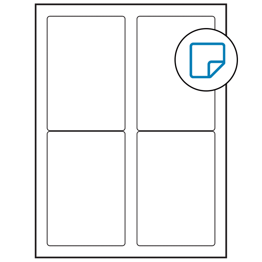 3.5" x 5" White Rectangular Sheet Labels (4-UP) - Removable Adhesive