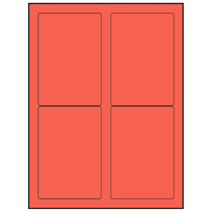 3.5" x 5" Red Rectangular Sheet Labels (4-UP)