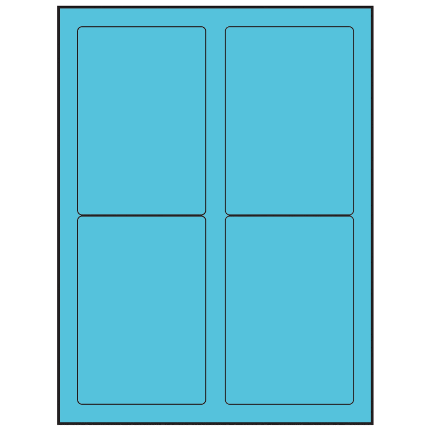 3.5" x 5" Turquoise Rectangular Sheet Labels (4-UP)