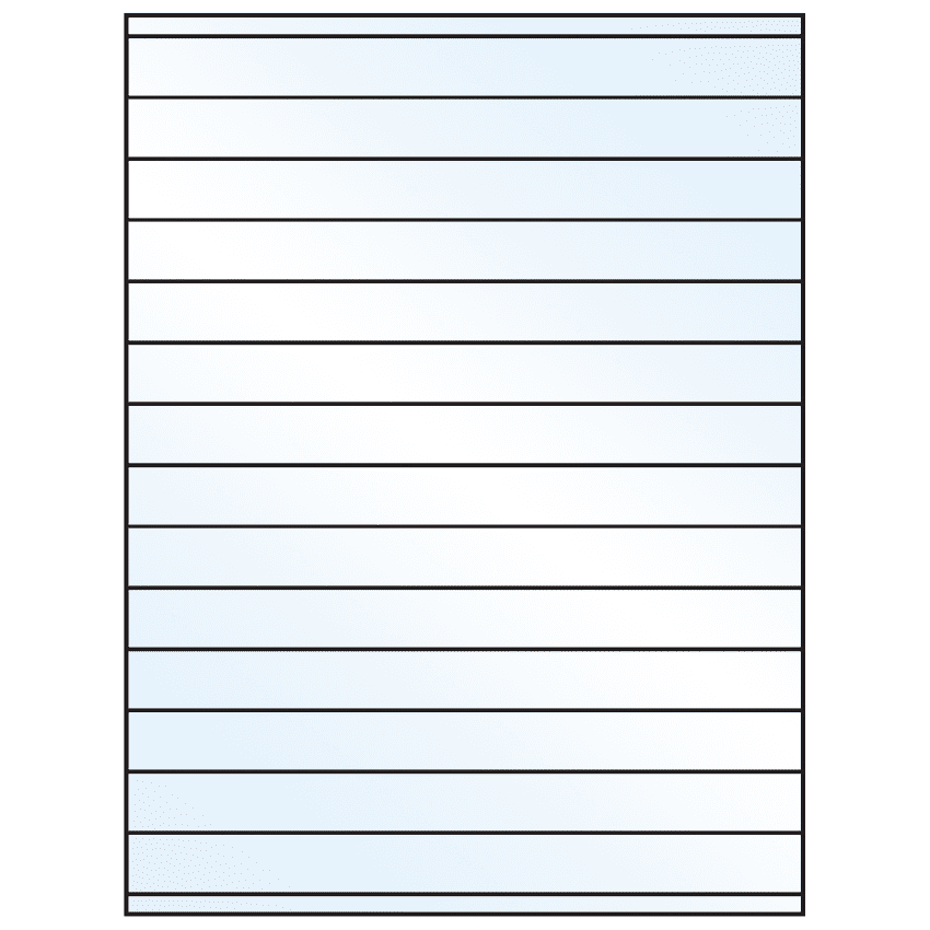 8.5" x 0.75" Crystal Clear Rectangular Sheet Labels