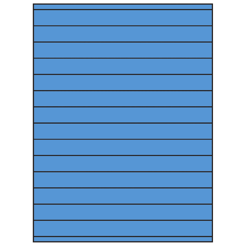 8.5" x 0.75" Fluorescent Blue Rectangular Sheet Labels