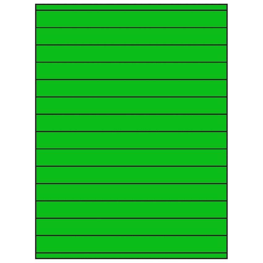 8.5" x 0.75" Fluorescent Green Rectangular Sheet Labels