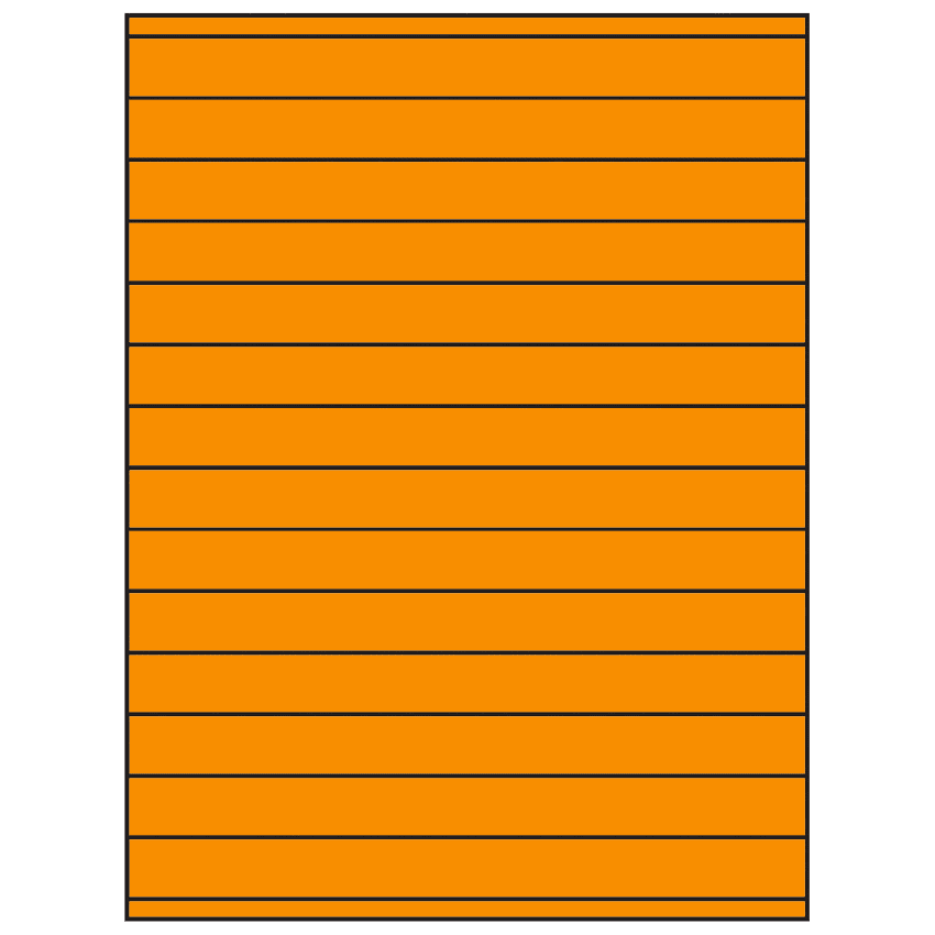 8.5" x 0.75" Fluorescent Orange Rectangular Sheet Labels