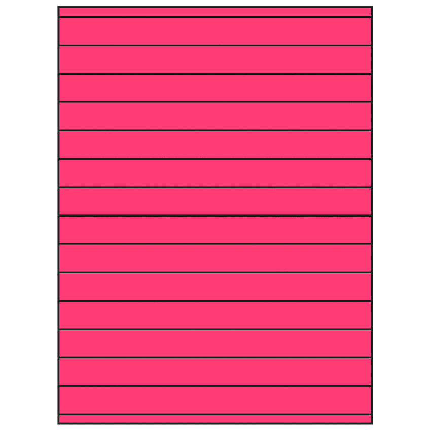 8.5" x 0.75" Fluorescent Pink Rectangular Sheet Labels