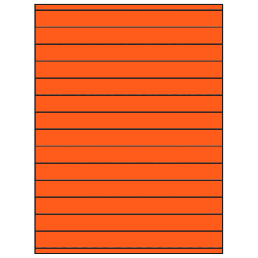 8.5" x 0.75" Fluorescent Red Rectangular Sheet Labels