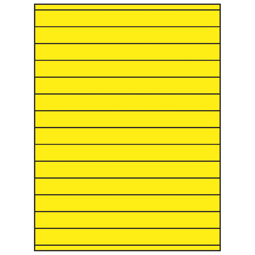 8.5" x 0.75" Fluorescent Yellow Rectangular Sheet Labels