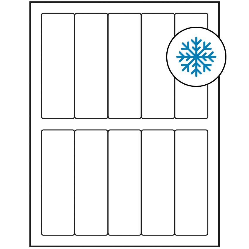 1.5" x 4.75" White Rectangular Sheet Labels - Freezer Grade Adhesive