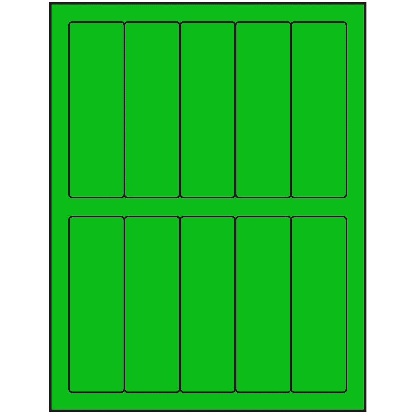 1.5" x 4.75" Fluorescent Green Rectangular Sheet Labels